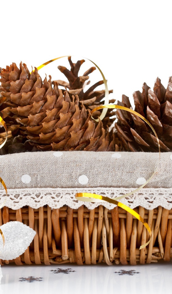 Корзина с еловыми шишками