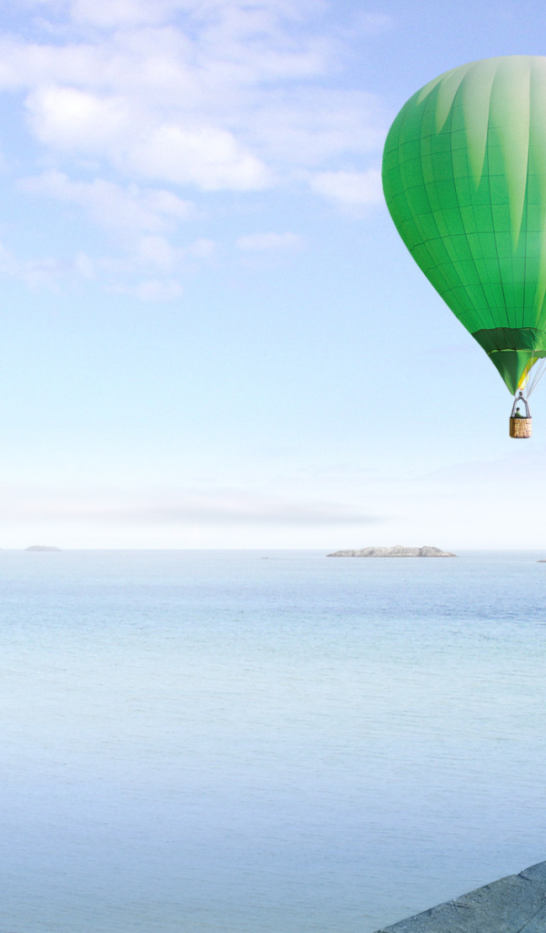 	   The green balloon over the sea
