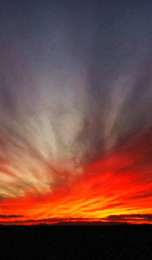 Красное небо пылает на закате