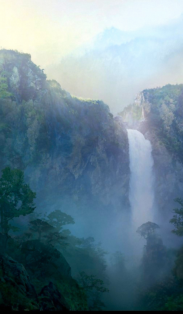 Водопад в ущелье гор