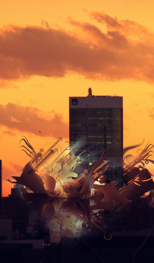 Рисунок на городском пейзаже