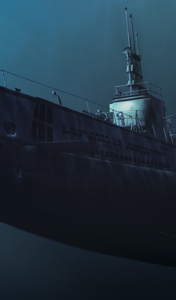 Подводная лодка среди мин