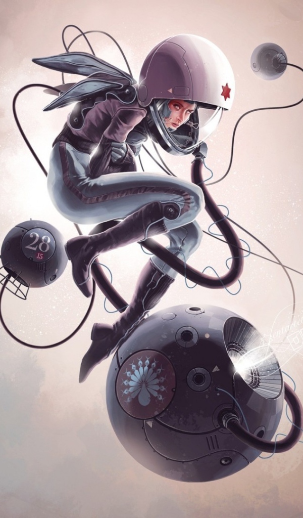 Астронавт с приборами в космосе