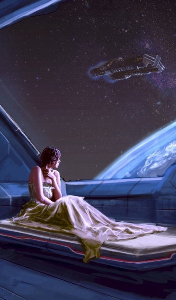 Девушка на космической станции