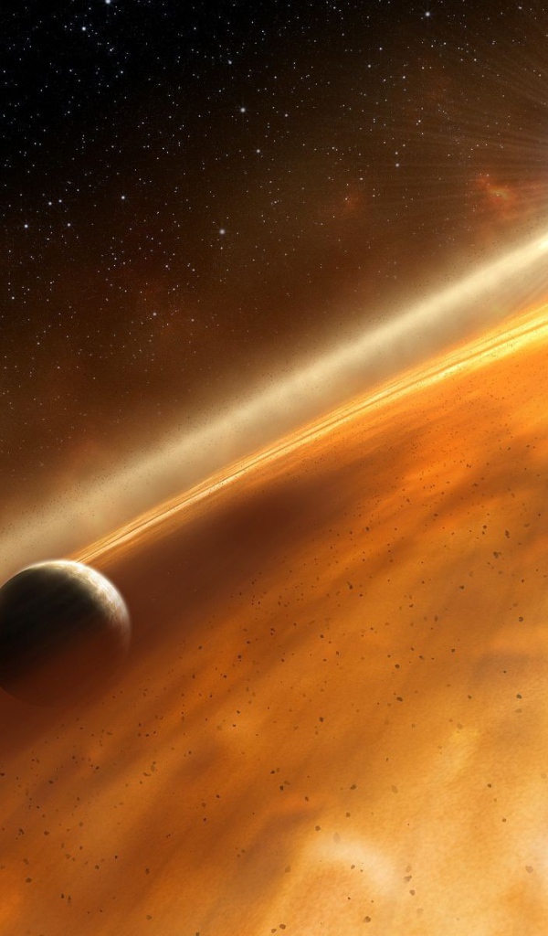 Планета пробивается сквозь туманность