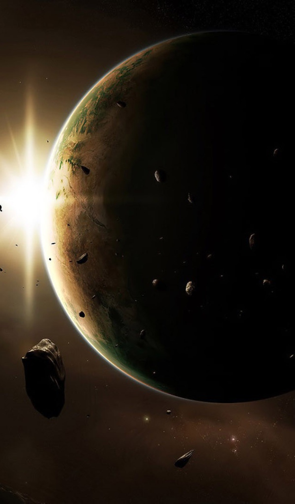 Планета на фоне коричневого космоса