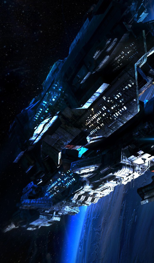 Космический корабль у далекой планеты