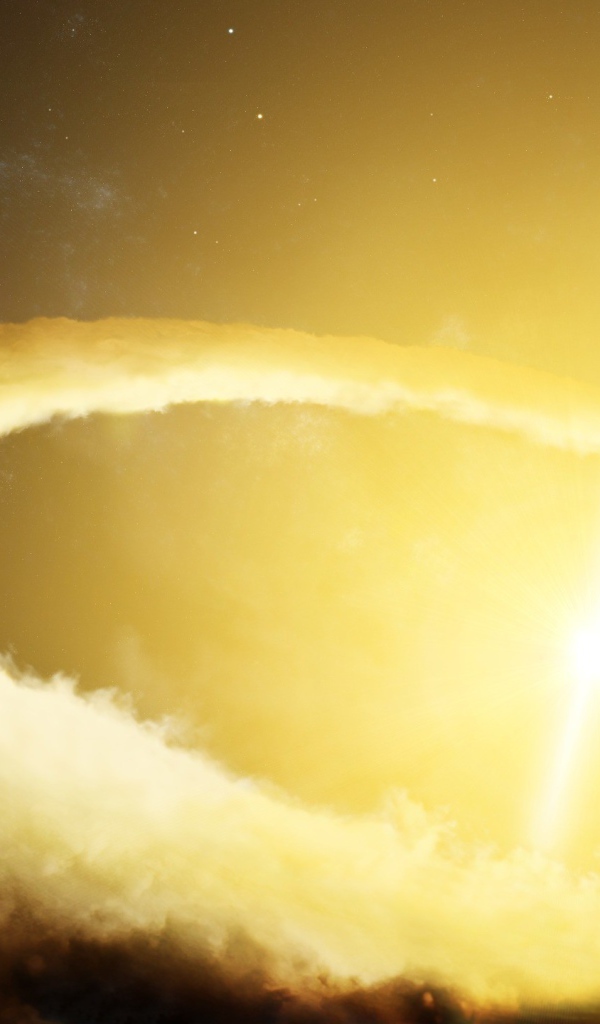 Луч плазмы пробил туманность в космосе