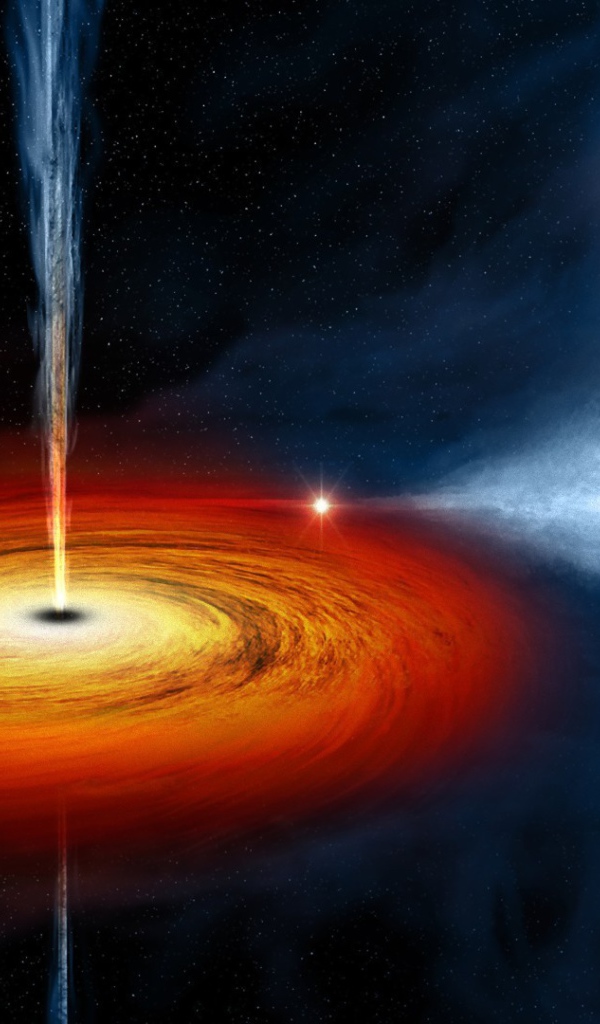 Черная дыра затягивает в себя голубой гигант