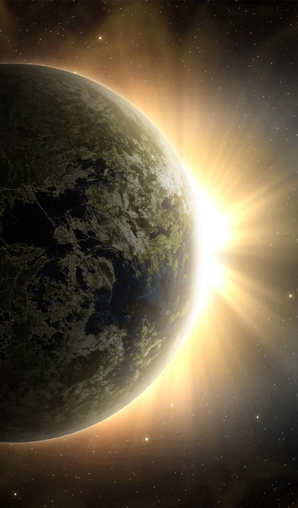 Яркое сияние позади планеты