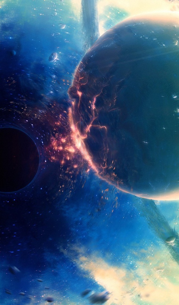 Планета разрушается, приближаясь к черной дыре