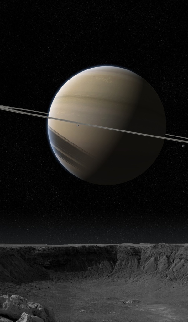 Вид на Сатурн с его спутника