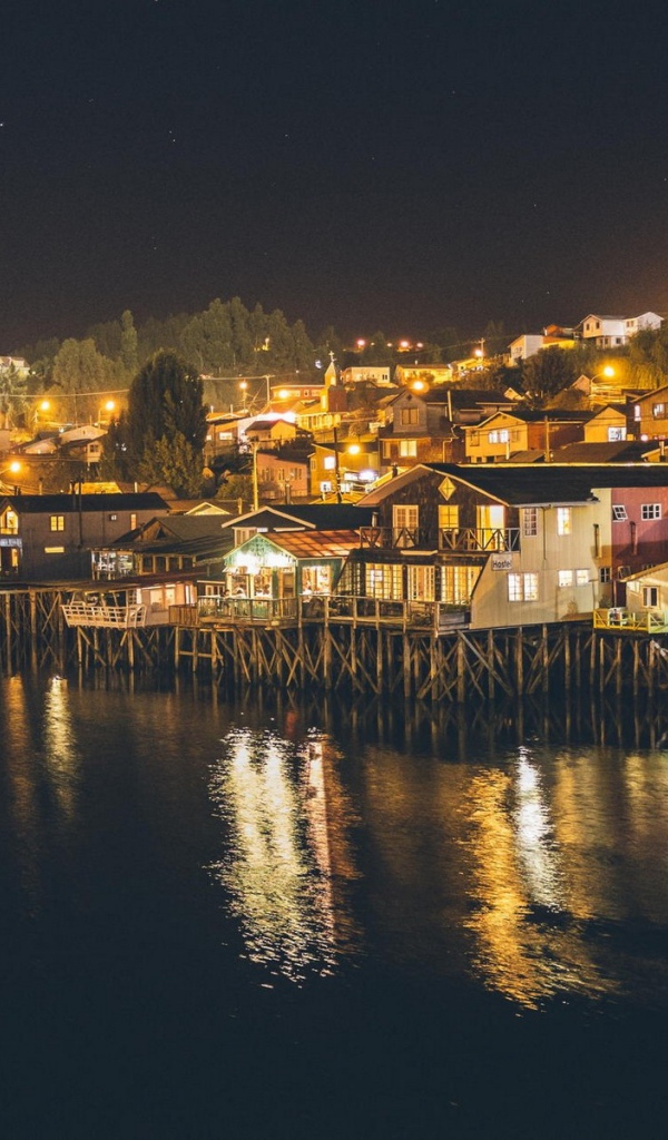 Рыбацкий поселок у берега в Чили