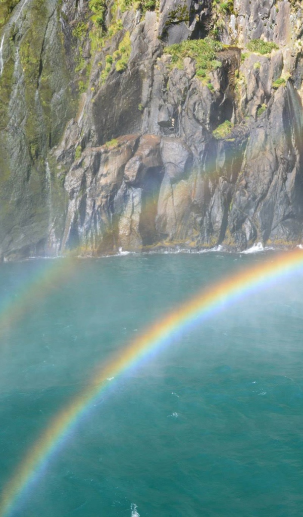 Rainbow in Milford Sound, New Zealand