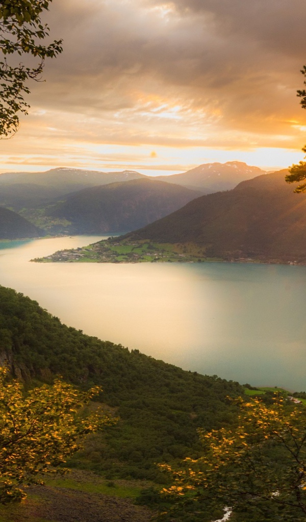 Олень на фоне заката в Норвегии