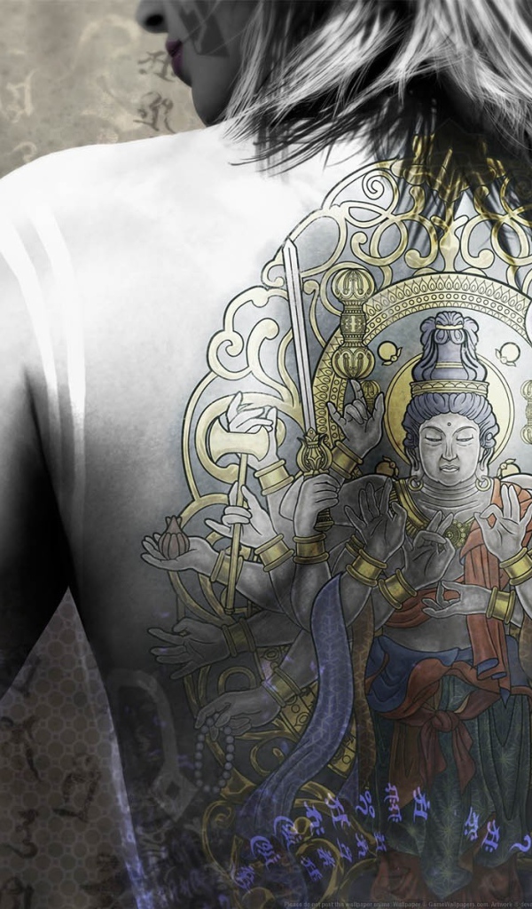 Buddha Tattoo on the back of the girl