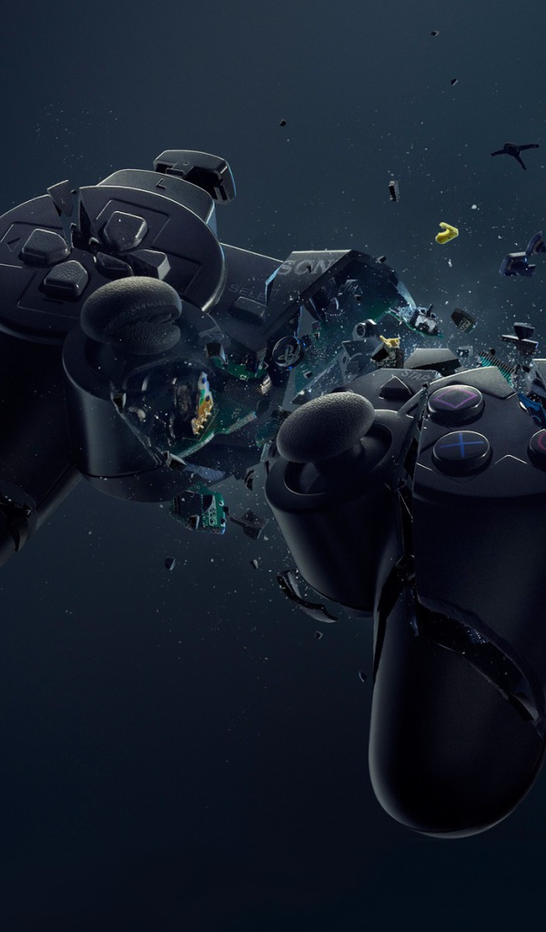 Разбитый на две части пульт от PlayStation