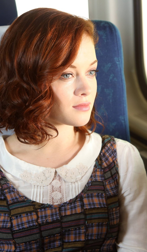 Девушка Джейн Леви смотрит в окно поезда