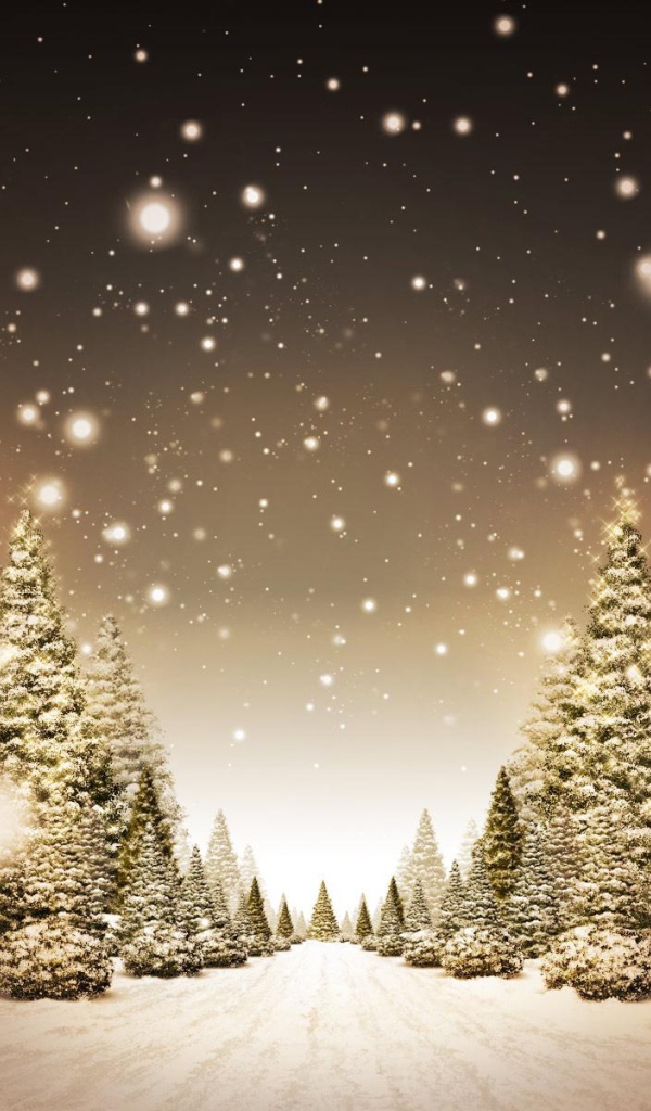 Снегопад в лесу на Новый год 2017