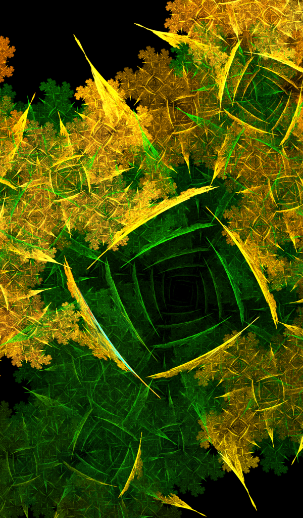 Абстрактный желто зеленый рисунок на черном фоне