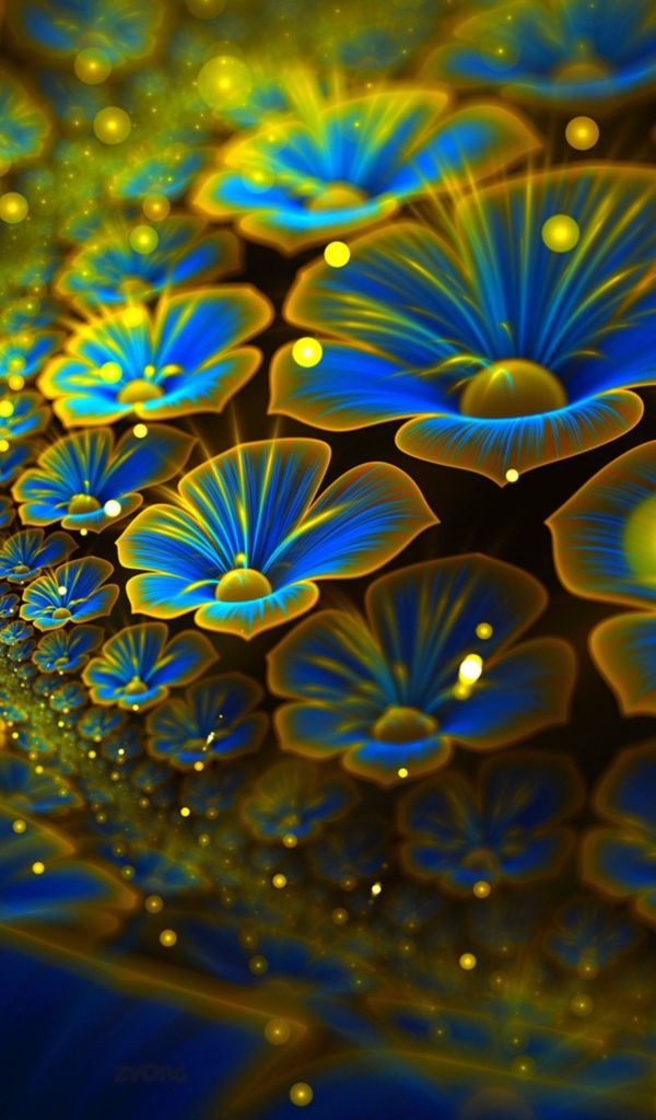 Красивые голубые цифровые цветы 