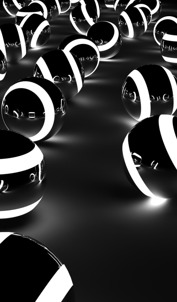 Черно белые шары 3D графика 