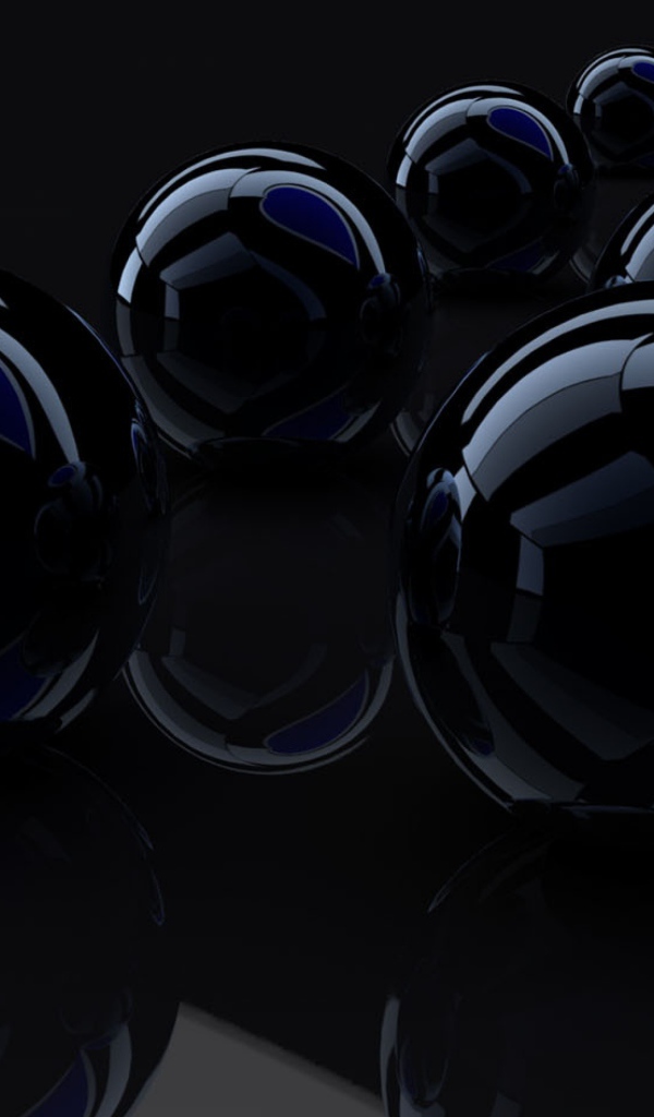 Черные стеклянные шары,  рендеринг 