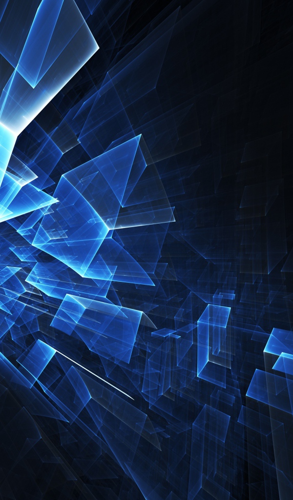 Голубые абстрактные фигуры в воздухе 3д графика