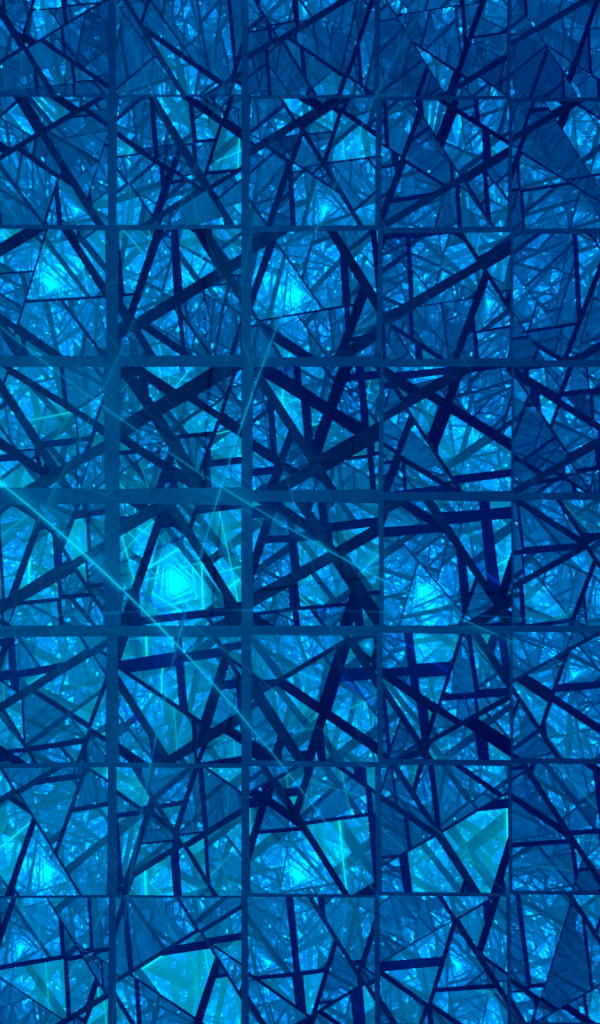 Синий фрактальный рисунок с зеркальными квадратами