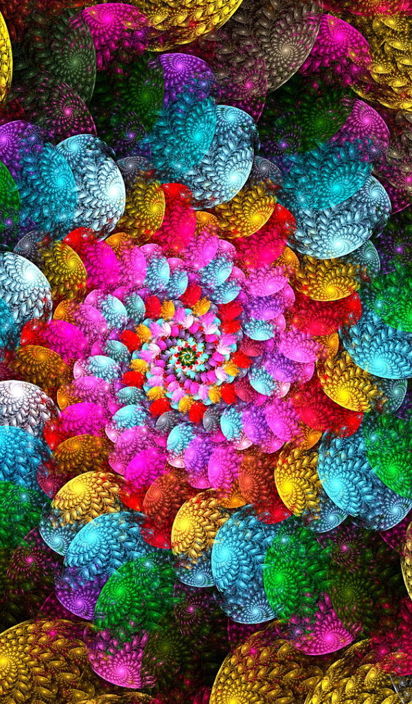 Яркий красочный спиральный абстрактный рисунок 