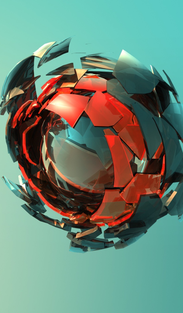 Разрушение сферы на зеленом фоне 3д графика