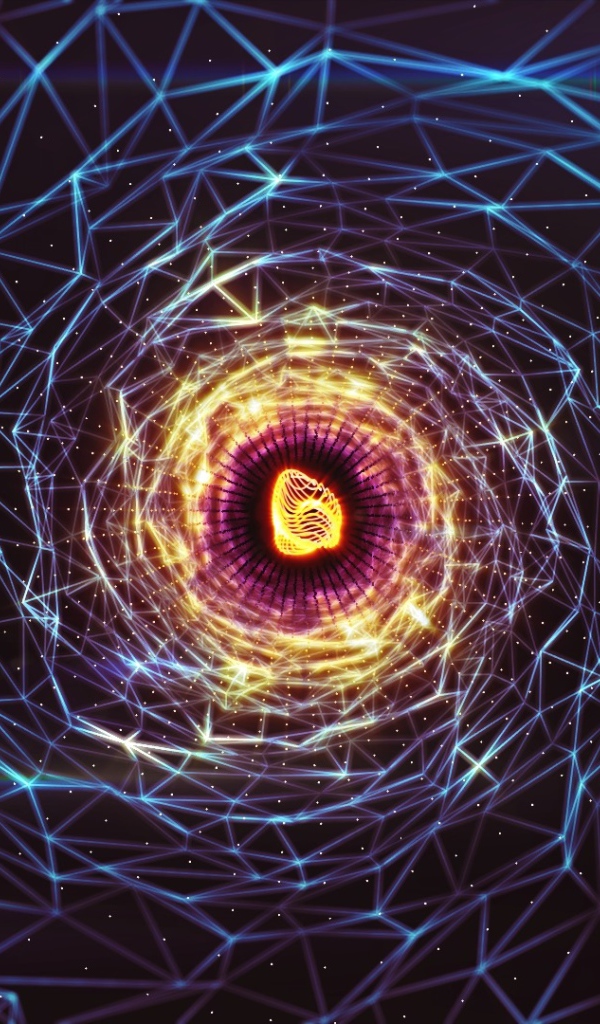 Электронная паутина из светящихся нитей 3д графика 