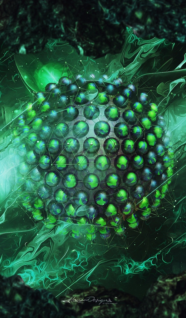 Зеленая сфера рендеринг, абстракция 