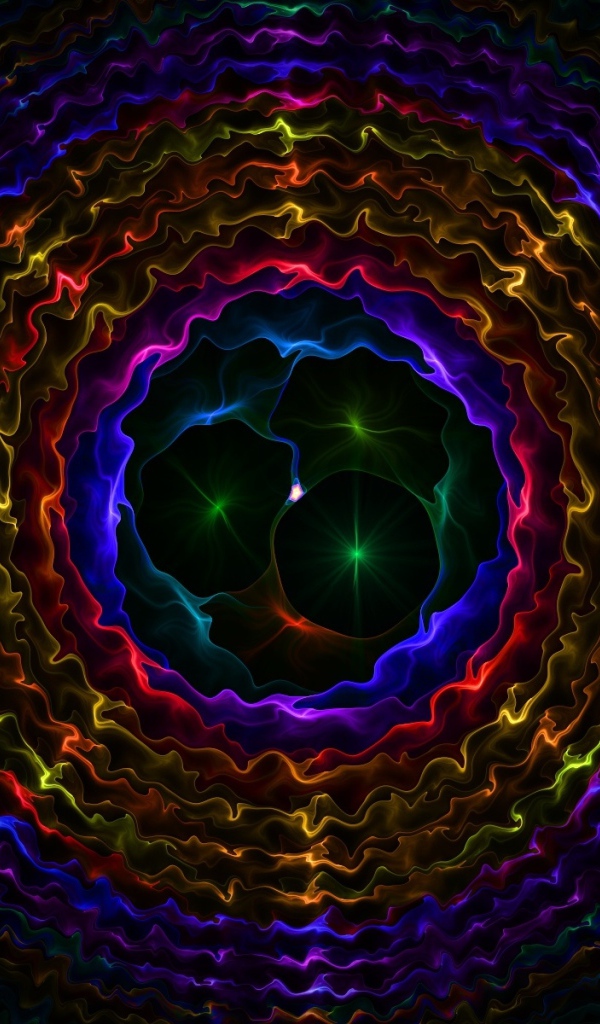 Разноцветные круглые волнистые узоры, абстракция  