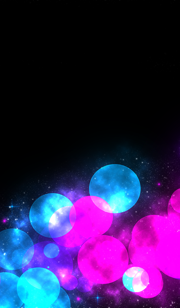 Розовые и голубые шары на черном фоне 