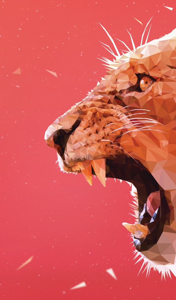 Хищная львица на розовом фоне 3д графика