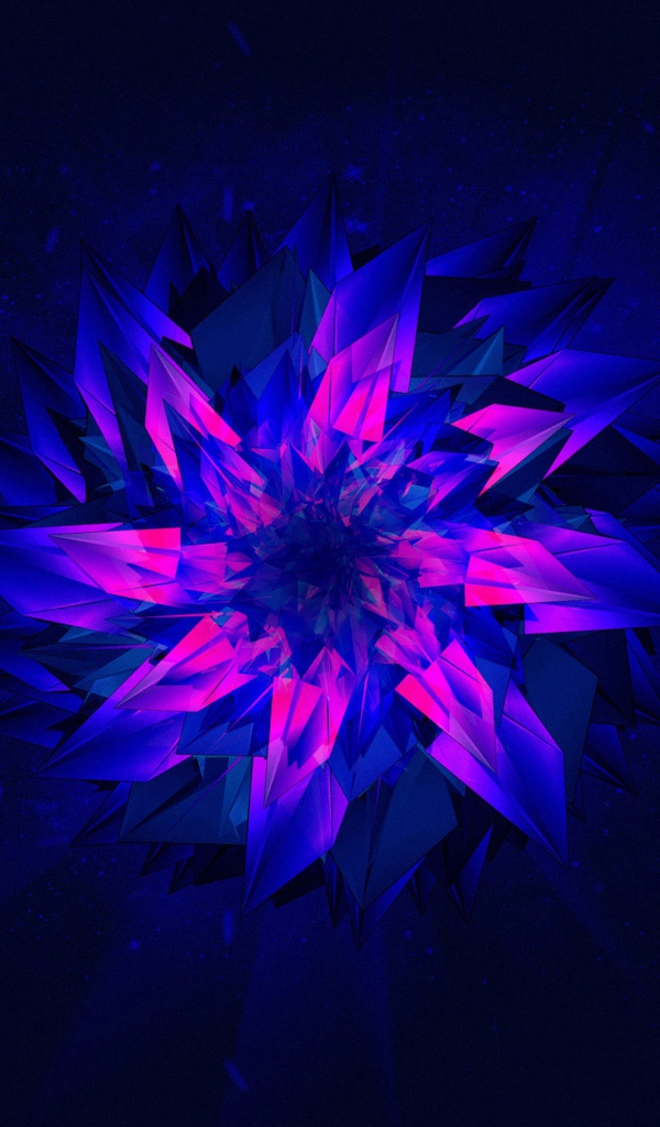 Фиолетовый абстрактный цветок на синем фоне