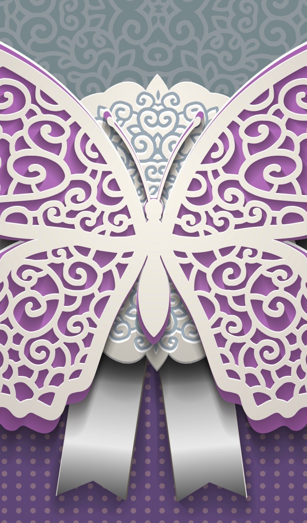 Пурпурная бабочка с белым, 3д графика