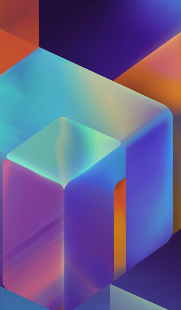 Радужные абстрактные кубы 3 д  графика 