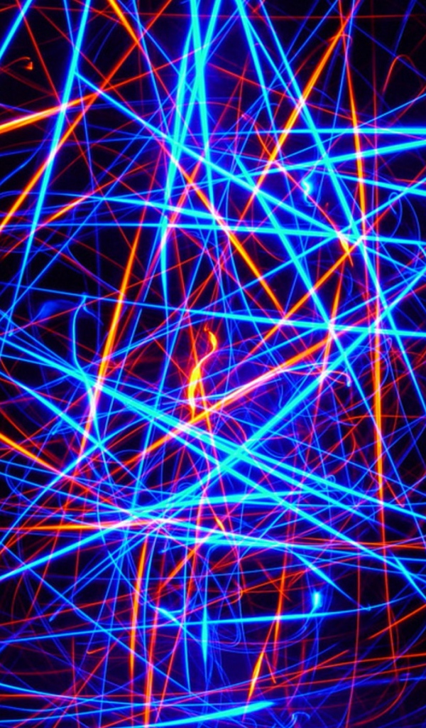 Красные и синие светящиеся неоновые линии абстракция 