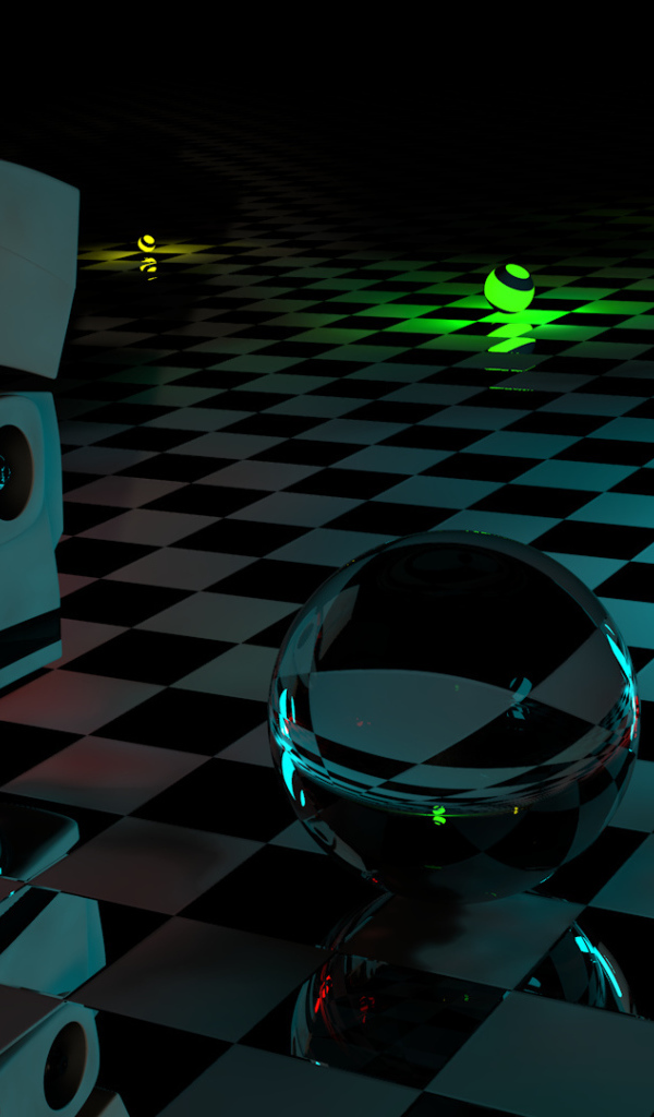 Робот и шары 3D графика 