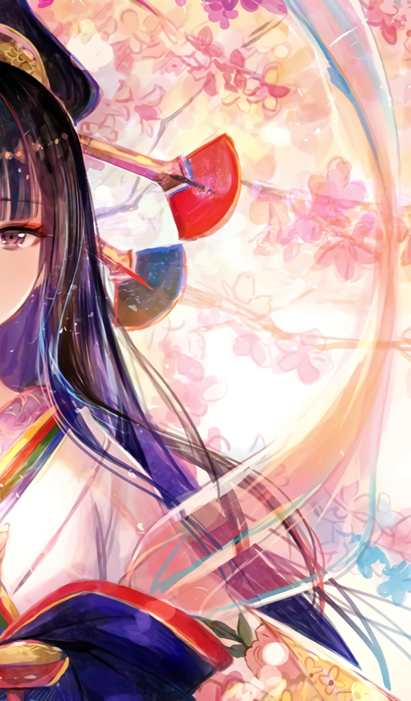 Аниме девушка с цветами в волосах 