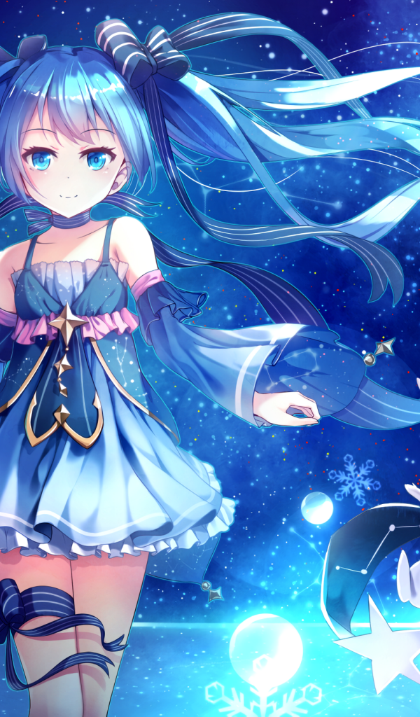 Девушка певица Мику Хацунэ аниме Вокалоид 