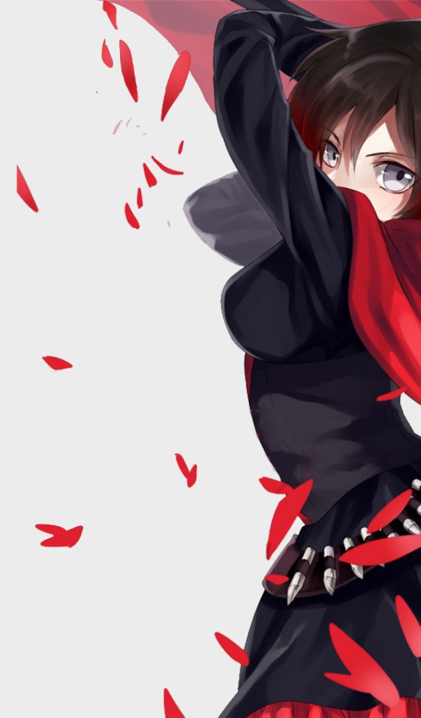 Руби Роуз  персонаж аниме RWBY готовится к атаке