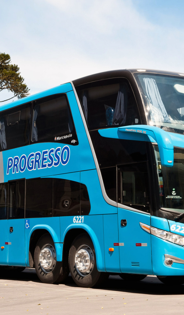 Синий большой автобус Marcopolo Paradiso G7 1800 DD 8×2