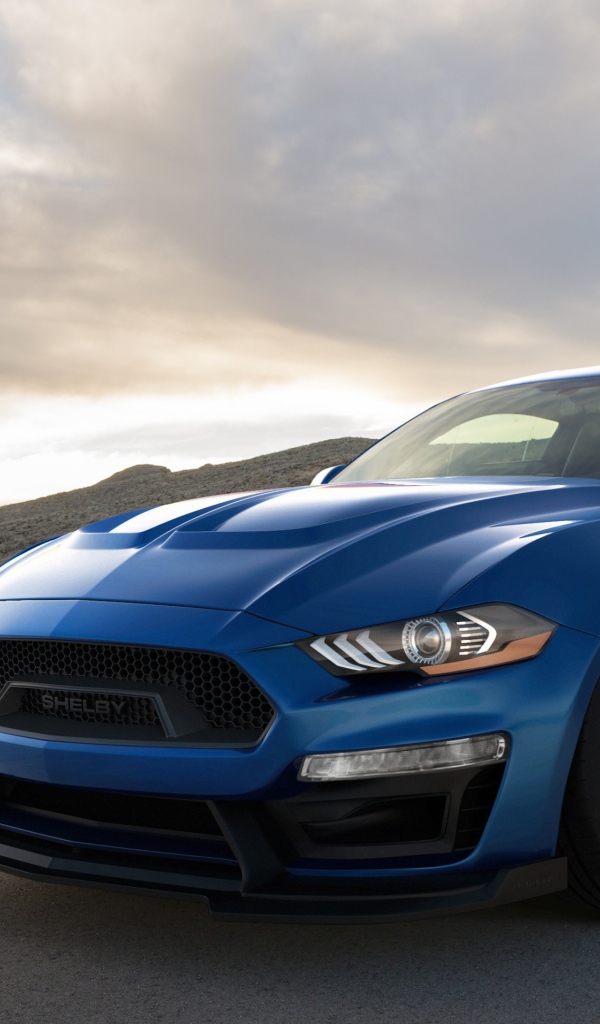 Синий автомобиль Shelby 1000, 2018 под красивым небом