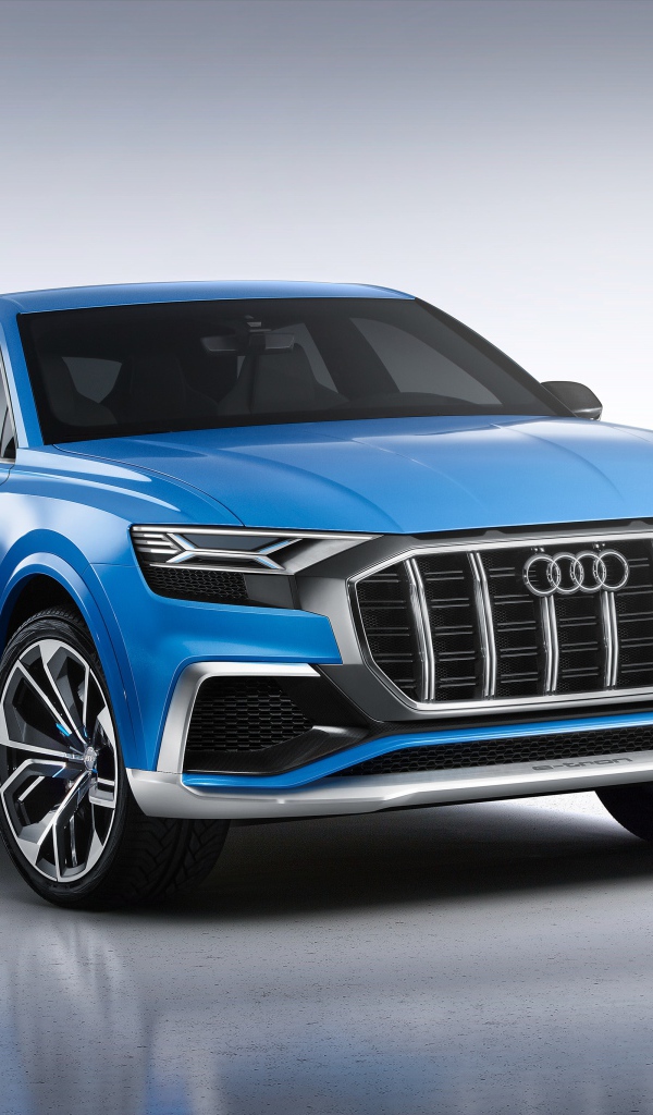 Синий кроссовер  Audi Q8 2018 