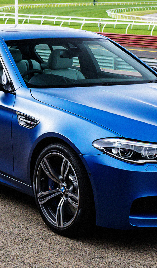 Синий автомобиль BMW 5 Series, 2017 