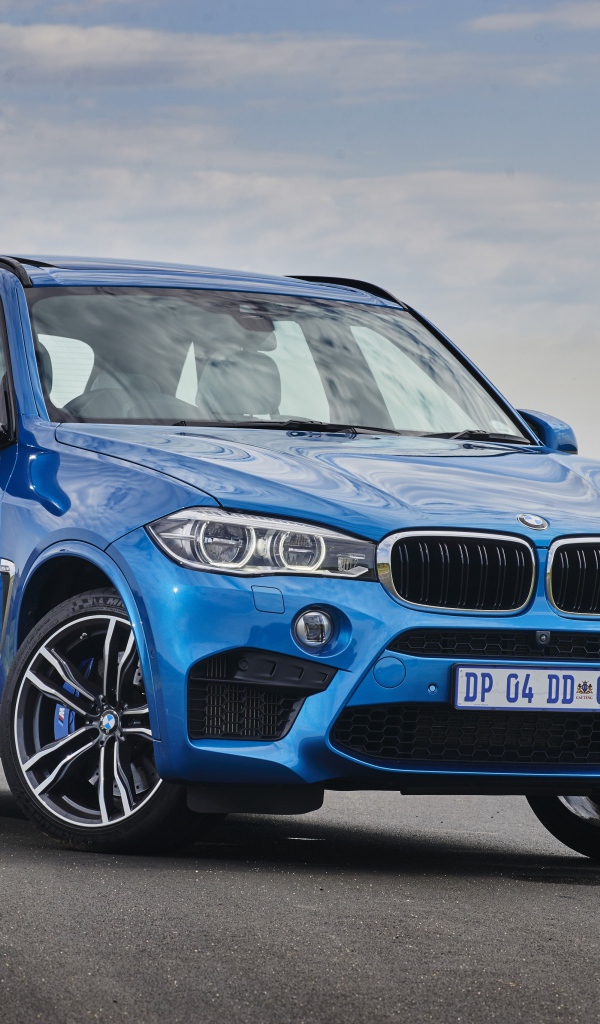 Голубой внедорожник Bmw X5 на дороге