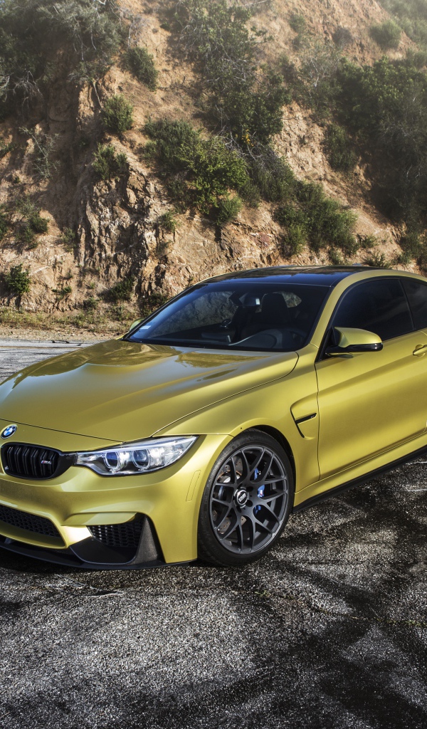 Автомобиль BMW F82  цвет золотой металлик на трассе